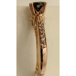 Black Diamond Solitaire Engagement Ring with Diamond Shanks, 1.5ctw in 10K Rose Gold-Gorgeous!