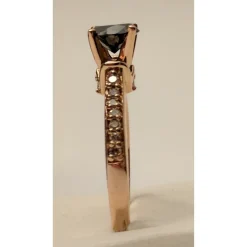 Black Diamond Solitaire Engagement Ring with Diamond Shanks, 1.5ctw in 10K Rose Gold-Gorgeous!