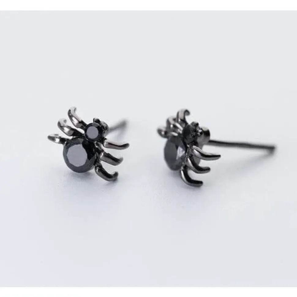Black Spider Earrings! Sparkly Black Spiders, great for Halloween or any time of year!