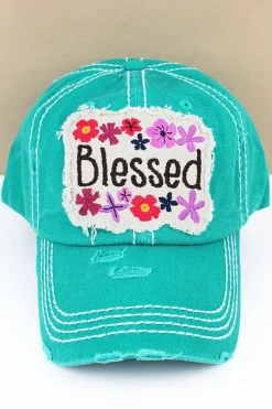 Blessed Distressed Floral Hat*