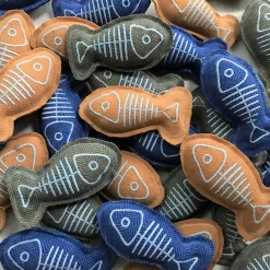 Blue and Gold Fish Catnip Toys (set of 3) for Kitty Cats Made in the USA