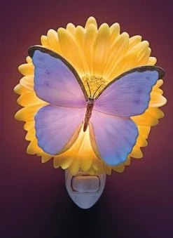 Blue Butterfly on Sunflower Night Light