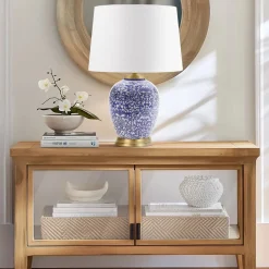 Blue Ceramic Ginger Jar Table Lamp