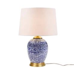 Blue Ceramic Ginger Jar Table Lamp