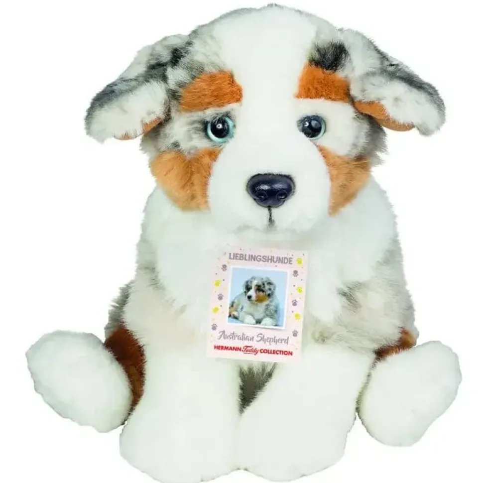 Blue Merle Australian Shepherd Plush Sitting by Teddy Hermann