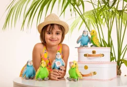 Blue or Green Budgie 13 cm Teddy Hermann Plush Realistic Parakeet