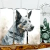 Blue or Red Heeler Cattle Dog Watercolor Canine Skinny Tumbler