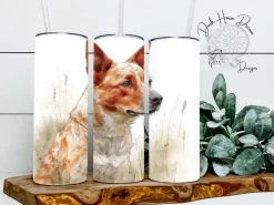 Blue or Red Heeler Cattle Dog Watercolor Canine Skinny Tumbler
