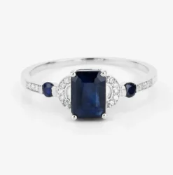 Blue Sapphire and Diamond Ring in 14K Gold