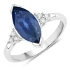 Blue Sapphire Marquise Diamond Accent Ring 14K White Gold 4.83ctw