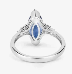 Blue Sapphire Marquise Diamond Accent Ring 14K White Gold 4.83ctw