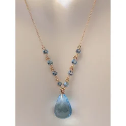 Blue Topaz Briolette with Topaz Accents in 14K Rose Gold 11.3ctw