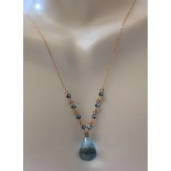 Blue Topaz Briolette with Topaz Accents in 14K Rose Gold 11.3ctw