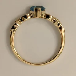 Blue Topaz Heart Ring with Twinkling Diamonds in 14K Yellow Gold