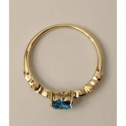 Blue Topaz Heart Ring with Twinkling Diamonds in 14K Yellow Gold