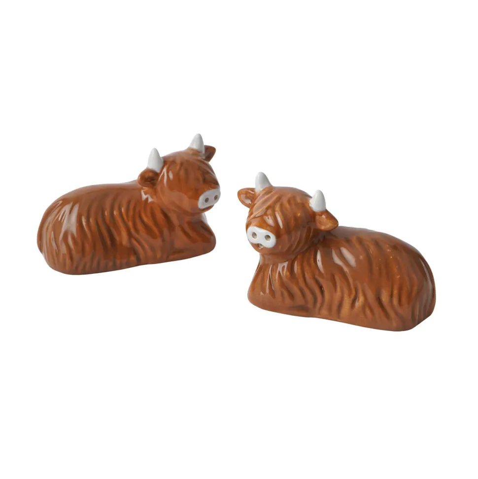 Bramble Farm Highland Cow Salt & Pepper Shakers In Gift Box