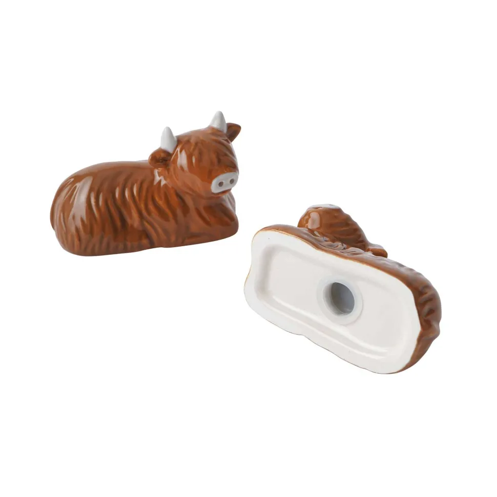 Bramble Farm Highland Cow Salt & Pepper Shakers In Gift Box