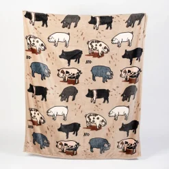 Breeds of Pigs Plush Throw Blanket