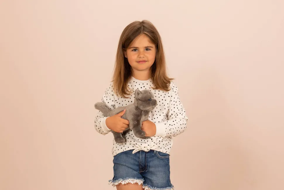 British Shorthair Gray Cat Standing 20 cm - plush soft toy by Teddy Hermann