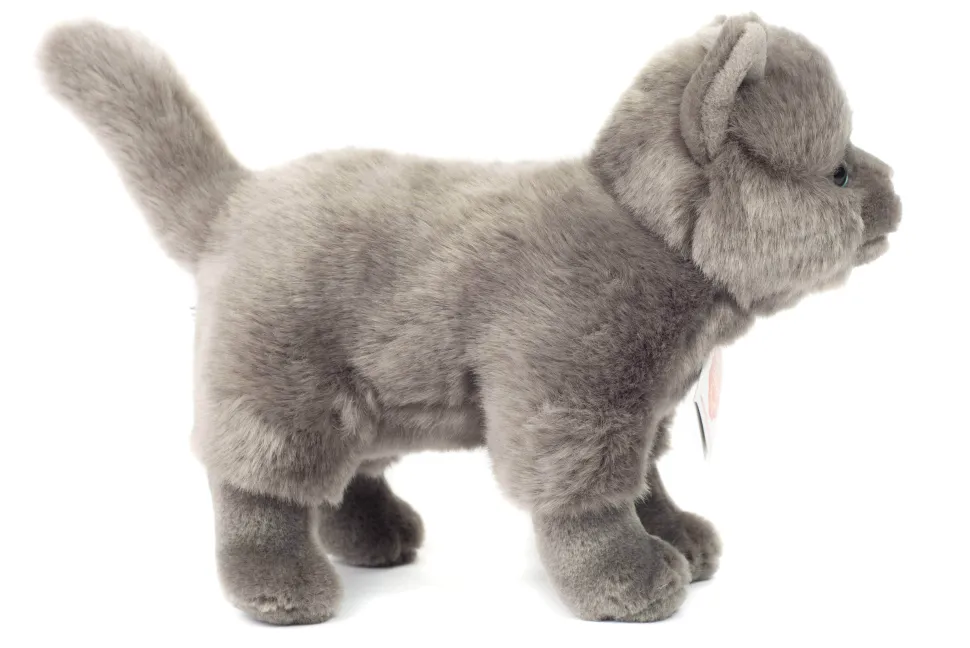 British Shorthair Gray Cat Standing 20 cm - plush soft toy by Teddy Hermann