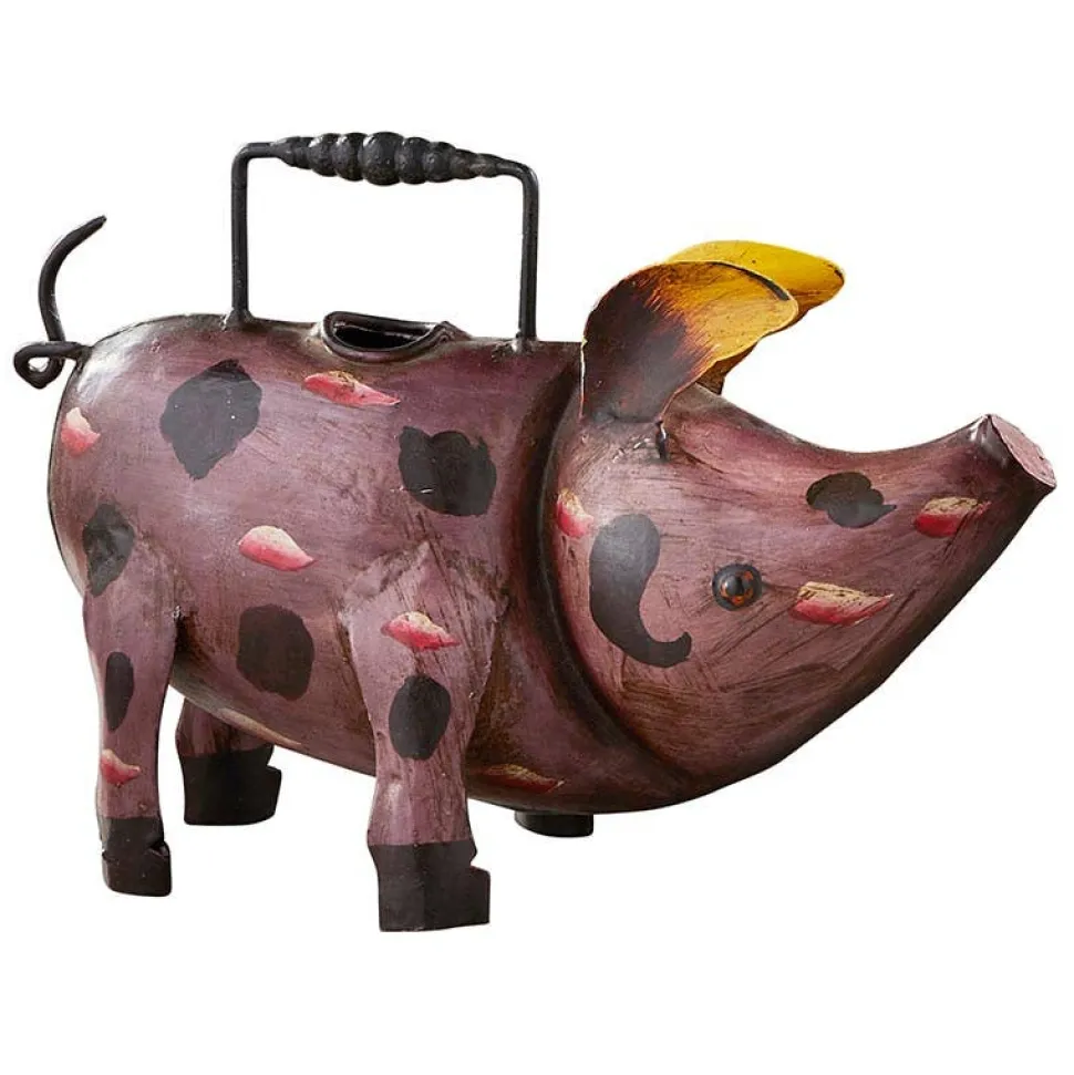 Bubbles The Pig Metal Art Watering Can
