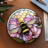 Bumble Bee Flower Stained Glass Ceramic Coasters
