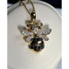 Bumble Bee Necklace-Cute Solid Sterling Silver Sparkling Bumble Bee