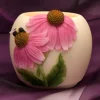 Bumble Bee on Coneflowers Handpainted Votive