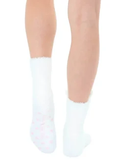 Bunny Rabbit Fuzzy Crew Slipper Socks Pink or White Soft and Fuzzy