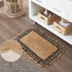 Burlap Natural w/ Black Check Bathmats Farmhouse Favorite!
