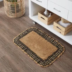 Burlap Natural w/ Black Check Bathmats Farmhouse Favorite!