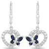 Butterfly and Heart Earrings Genuine Gemstones 925 Sterling Silver