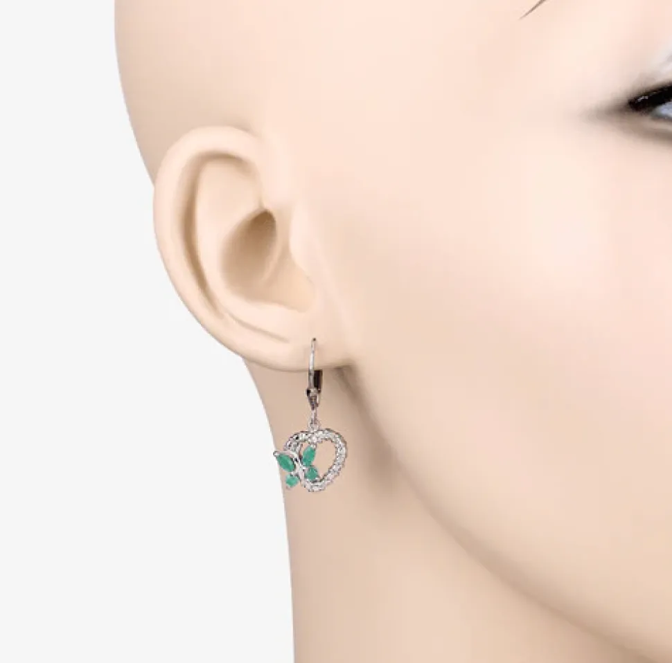 Butterfly and Heart Earrings Genuine Gemstones 925 Sterling Silver