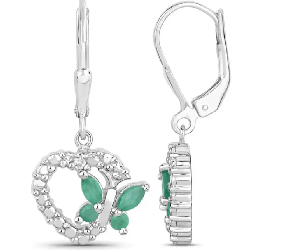 Butterfly and Heart Earrings Genuine Gemstones 925 Sterling Silver
