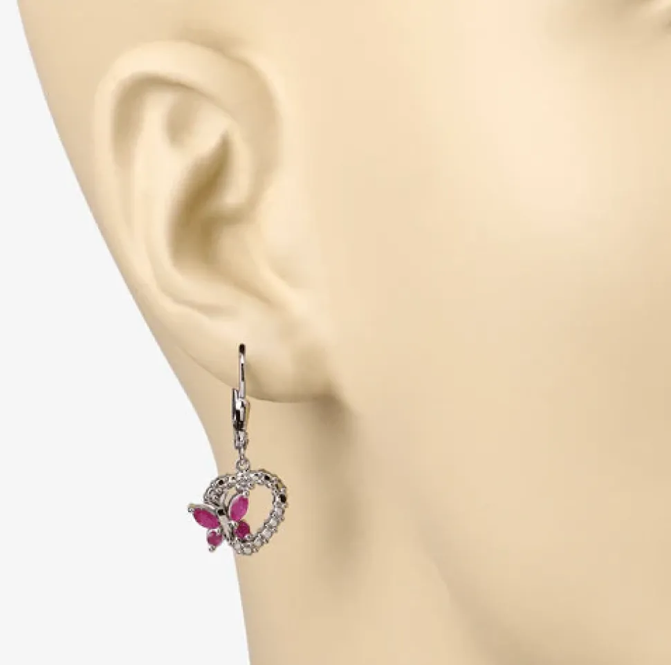 Butterfly and Heart Earrings Genuine Gemstones 925 Sterling Silver