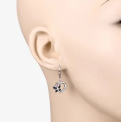Butterfly and Heart Earrings Genuine Gemstones 925 Sterling Silver