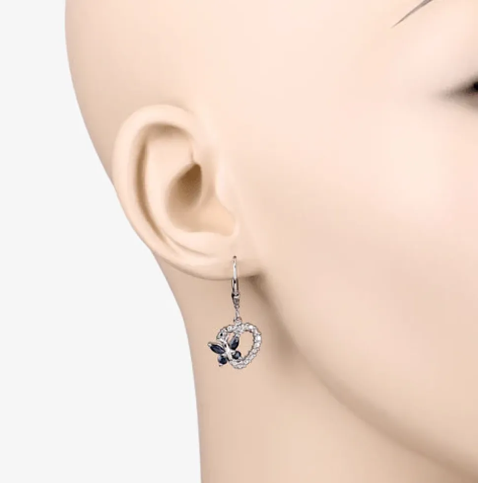 Butterfly and Heart Earrings Genuine Gemstones 925 Sterling Silver