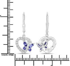 Butterfly and Heart Earrings Genuine Gemstones 925 Sterling Silver