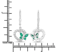 Butterfly and Heart Earrings Genuine Gemstones 925 Sterling Silver