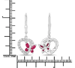 Butterfly and Heart Earrings Genuine Gemstones 925 Sterling Silver