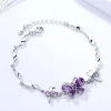 Butterfly Bracelet Sterling Silver and Genuine Amethyst, Purple, Green or Yellow CZ Elegant