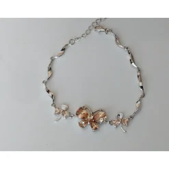 Butterfly Bracelet Sterling Silver and Genuine Amethyst, Purple, Green or Yellow CZ Elegant