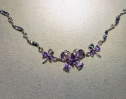 Butterfly Bracelet Sterling Silver and Genuine Amethyst, Purple, Green or Yellow CZ Elegant