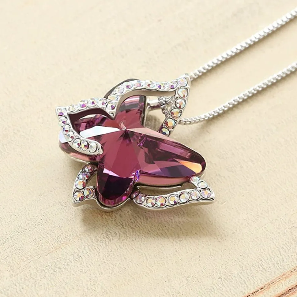 Butterfly Crystal Necklace in 3 different color's