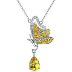 Butterfly Jewelry in Platinum Plated Sterling Silver, Yellow