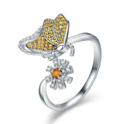 Butterfly Jewelry in Platinum Plated Sterling Silver, Yellow