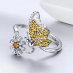 Butterfly Jewelry in Platinum Plated Sterling Silver, Yellow
