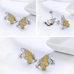 Butterfly Jewelry in Platinum Plated Sterling Silver, Yellow