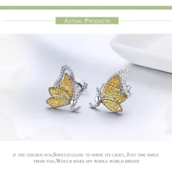 Butterfly Jewelry in Platinum Plated Sterling Silver, Yellow