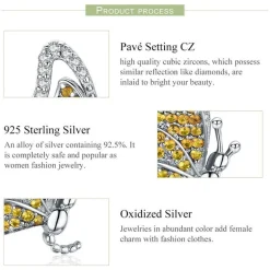Butterfly Jewelry in Platinum Plated Sterling Silver, Yellow